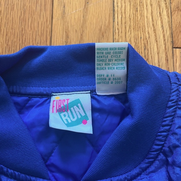 VTG NOS 90s First Run Quilted Jacket Studded Zip Indigo Track Bomber Deadstock - Picture 3 of 7